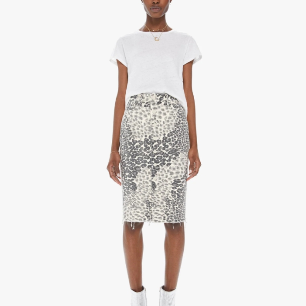 MOTHER High Waisted Button Down Knee Skirt - Shadow Leopard Color